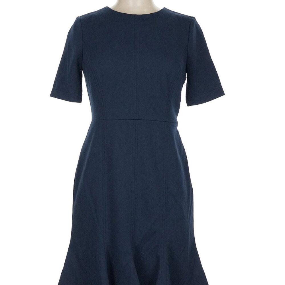 NWT Banana Republic Navy Button Back Flounce Dress Size 10